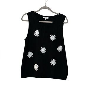 J. Society New York Sleeveless Crew Dark Floral Sweater Black Women’s Size Large